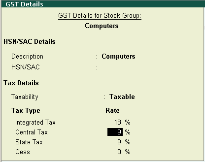 Update GST details for stock groups