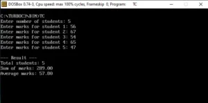 dynamic memory allocation in C practical example student marks program