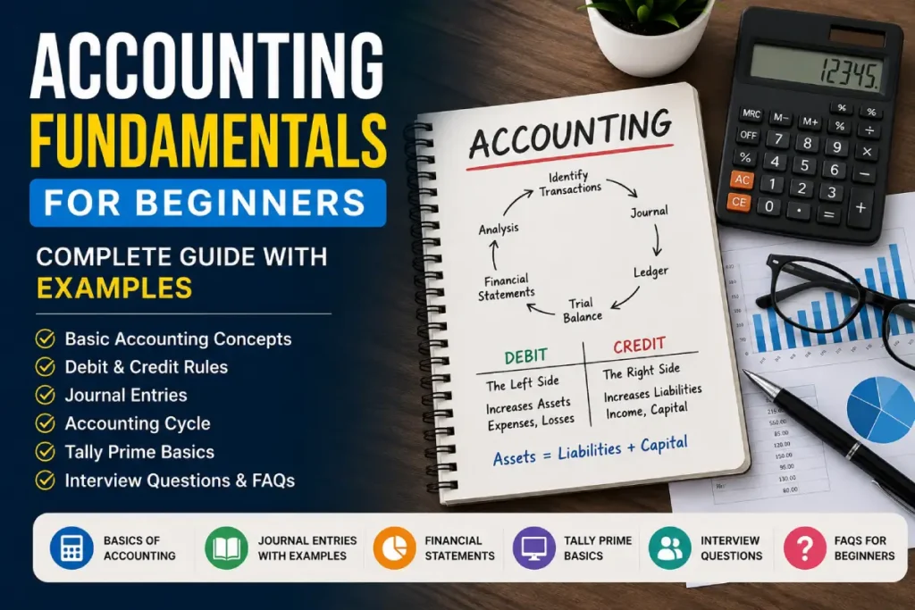 Accounting Fundamentals for Beginners (2026 Guide with Examples, Journal Entries & Tally Basics)